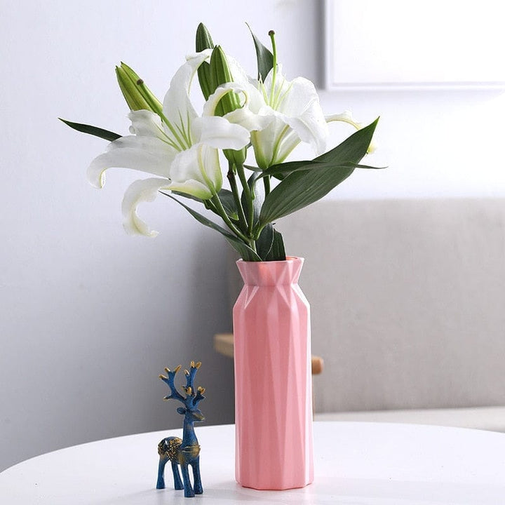 Modern Flower Vase White Pink Plastic Vase Flower Pot BENNYS 