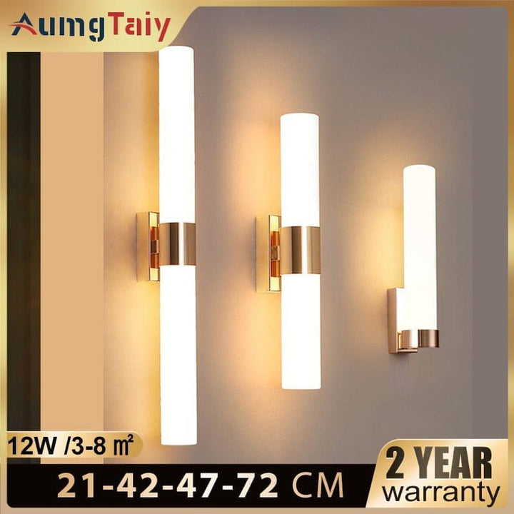 Modern LED Wall Lamp Stylish Gold Pipe Acrylic Lampshade for Living Room BENNYS 