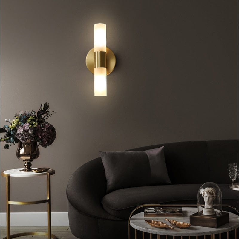 Modern LED Wall Lamp Stylish Gold Pipe Acrylic Lampshade for Living Room BENNYS 