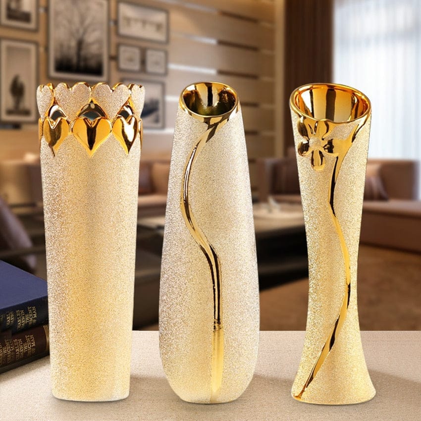 Modern Style golden Ceramic Tabletop Flower vase BENNYS 