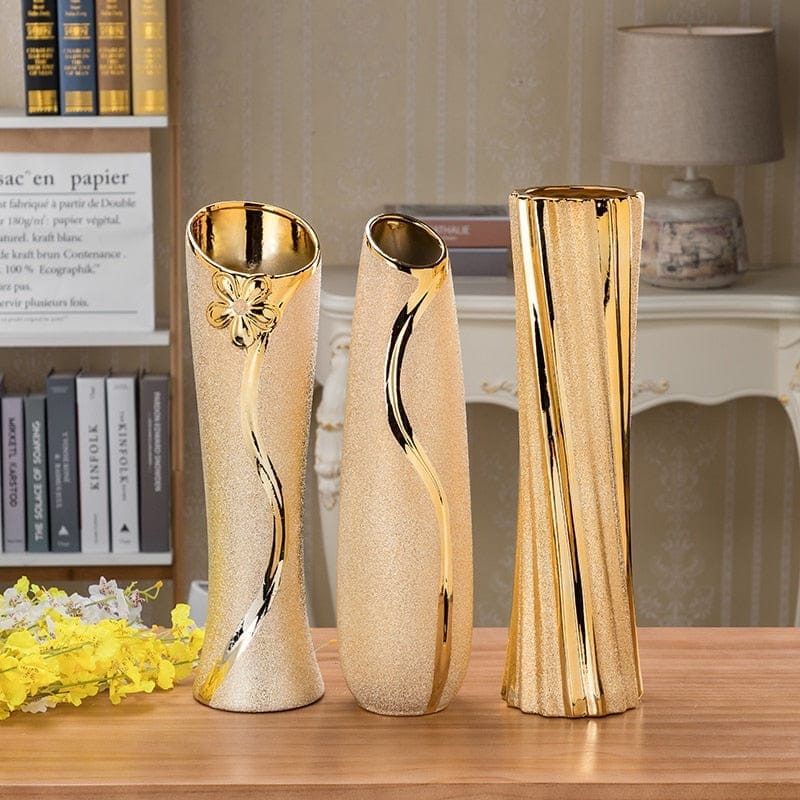 Modern Style golden Ceramic Tabletop Flower vase BENNYS 