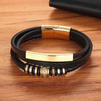 Multi-layer Leather Stainless Steel Men's Bracelet BENNYS 