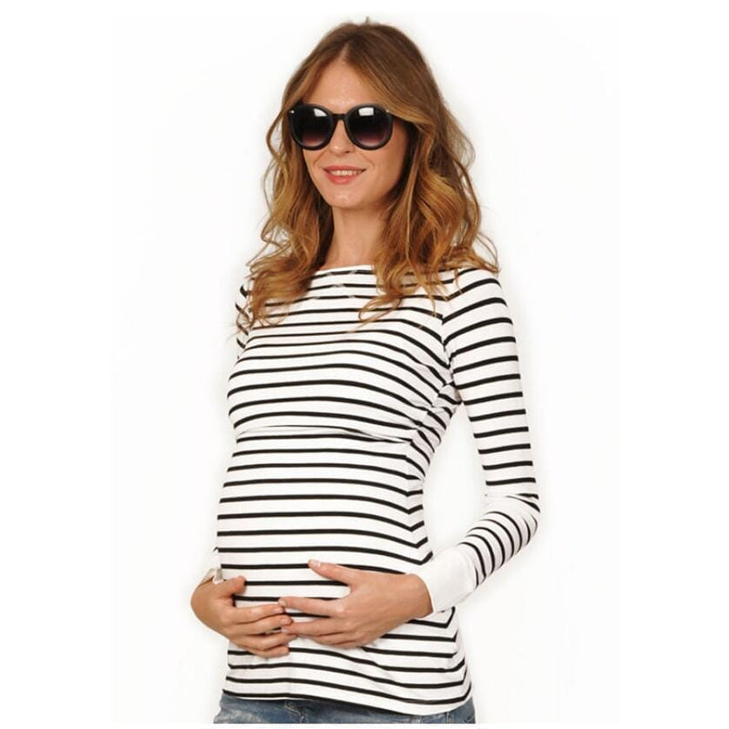 Multifunctional Maternity T-shirt Striped Long Sleeve Nursing Wear BENNYS 