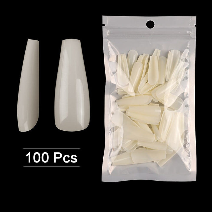 NEW 100pcs Full Cover Clear Stiletto Coffin False Nail Press on Nails BENNYS 