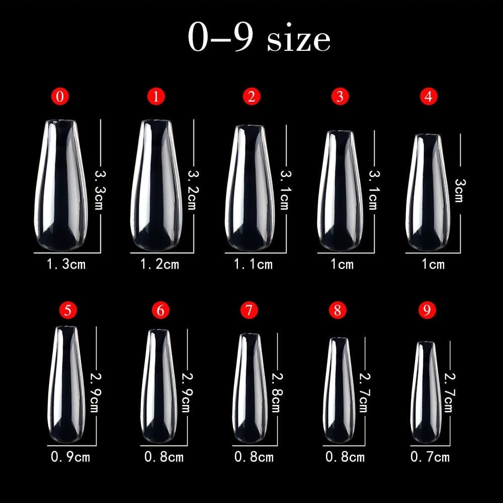 NEW 100pcs Full Cover Clear Stiletto Coffin False Nail Press on Nails BENNYS 