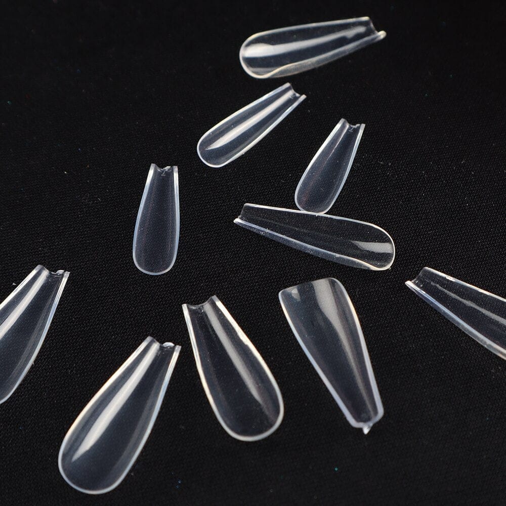 NEW 100pcs Full Cover Clear Stiletto Coffin False Nail Press on Nails BENNYS 