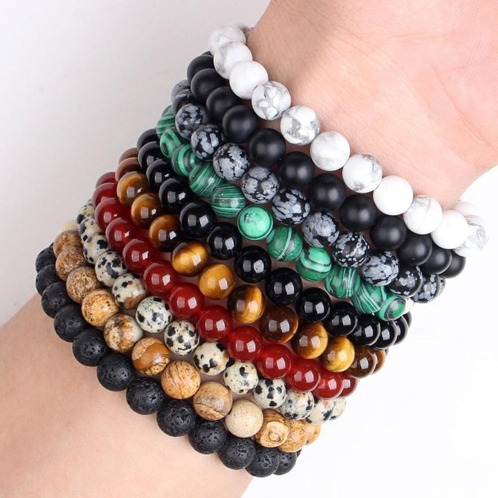 Natural Bead Bracelet 8mm Natural Stone Lava Rock Tiger Eye Charm Bracelet BENNYS 