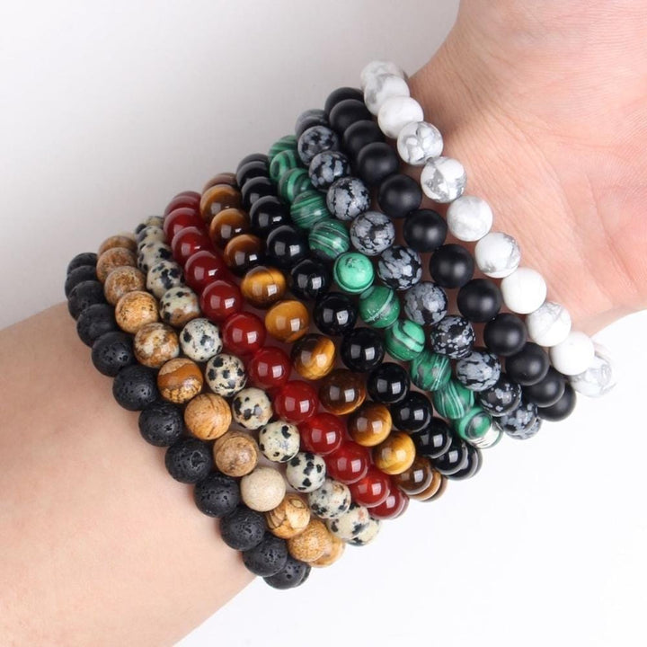 Natural Bead Bracelet 8mm Natural Stone Lava Rock Tiger Eye Charm Bracelet BENNYS 