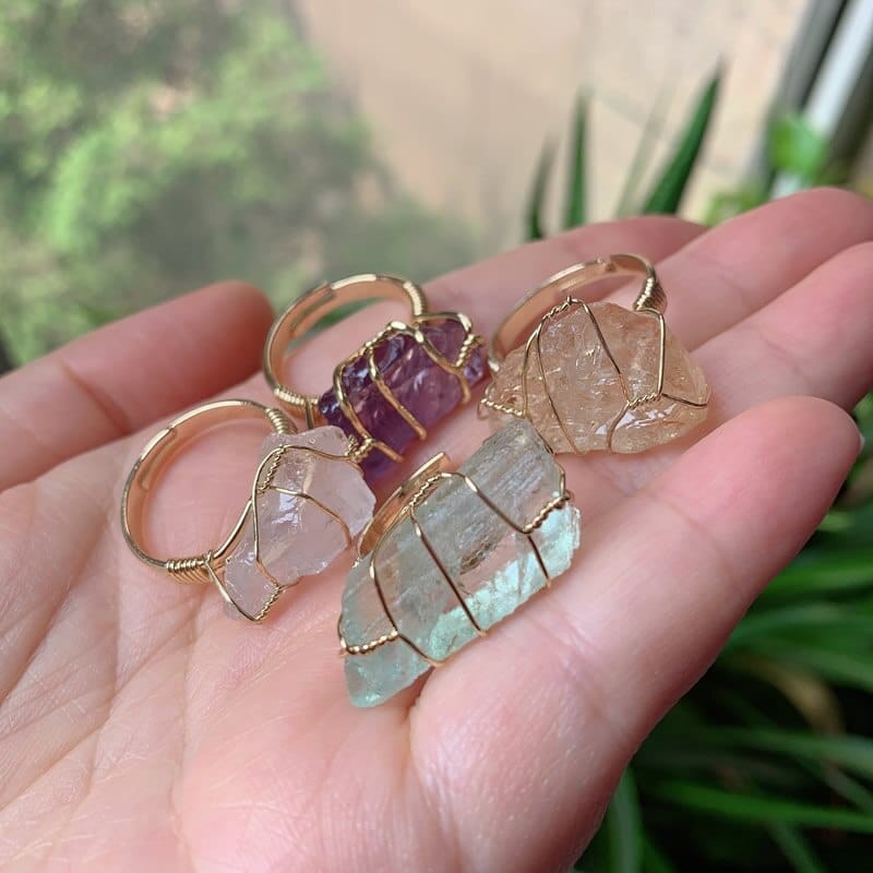 Natural Fluorite Crystal Clear Rings for Women BENNYS 