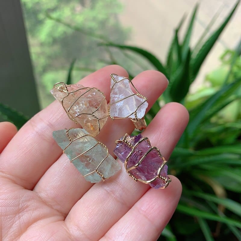 Natural Fluorite Crystal Clear Rings for Women BENNYS 