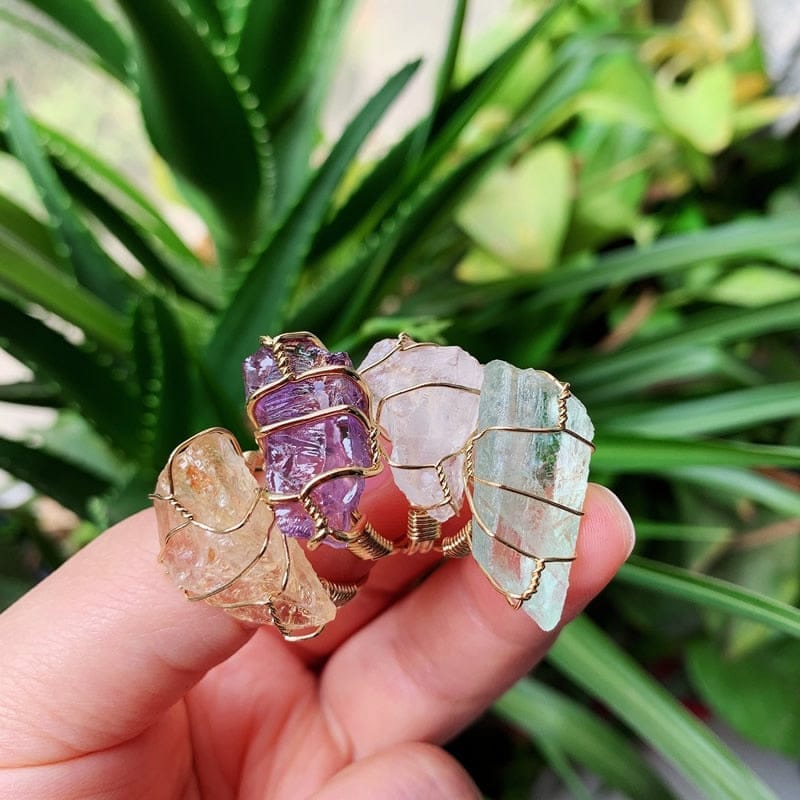 Natural Fluorite Crystal Clear Rings for Women BENNYS 