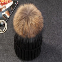 Natural Mink Fur Winter Hat for Women Girl 's Hat Knitted Beanies BENNYS 