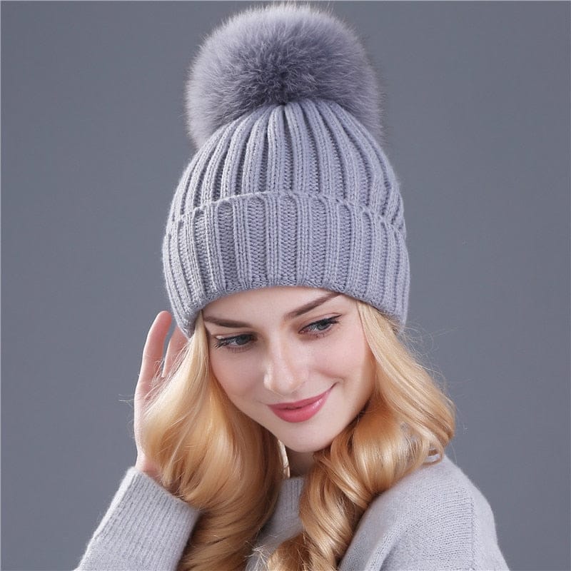 Natural Mink Fur Winter Hat for Women Girl 's Hat Knitted Beanies BENNYS 