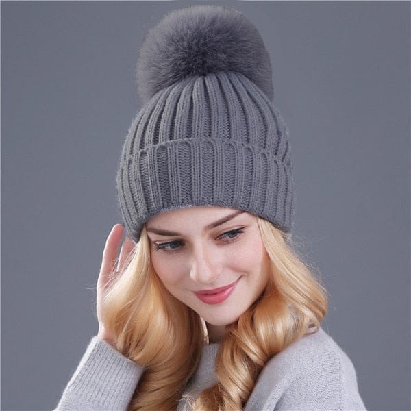 Natural Mink Fur Winter Hat for Women Girl 's Hat Knitted Beanies BENNYS 