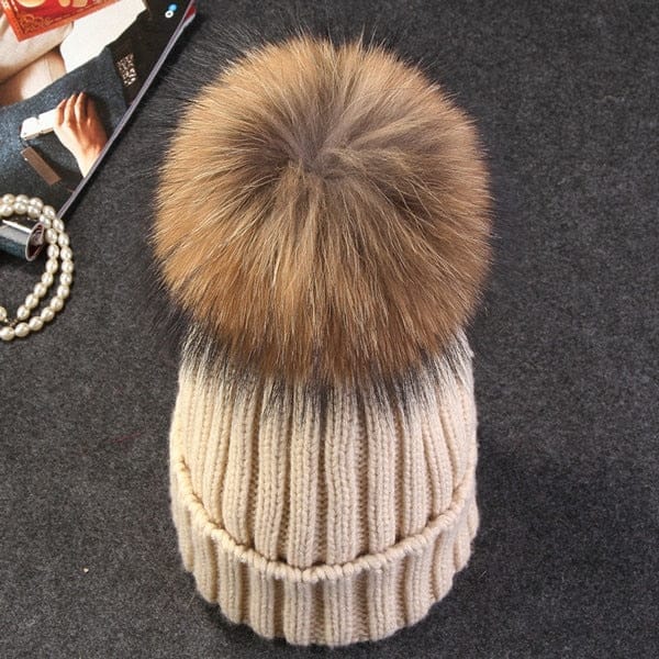 Natural Mink Fur Winter Hat for Women Girl 's Hat Knitted Beanies BENNYS 