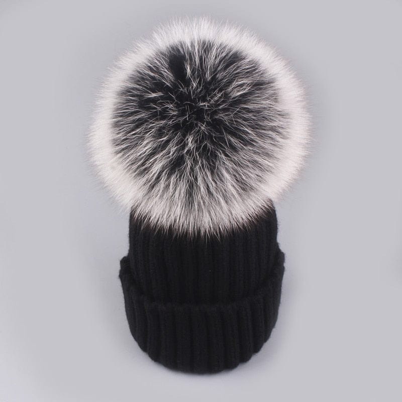 Natural Mink Fur Winter Hat for Women Girl 's Hat Knitted Beanies BENNYS 