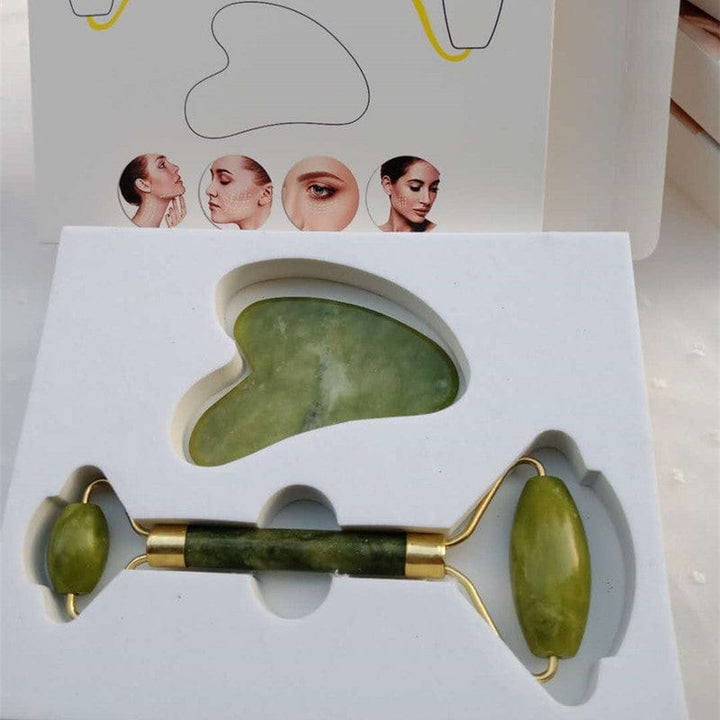 Natural Powder Crystal Jade Roller Beauty Face-lifting Double-head Massager BENNYS 