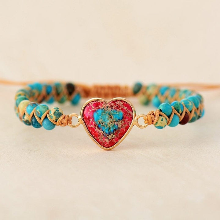 Natural Stone Heart Charm Bracelets String Braided Bracelets BENNYS 