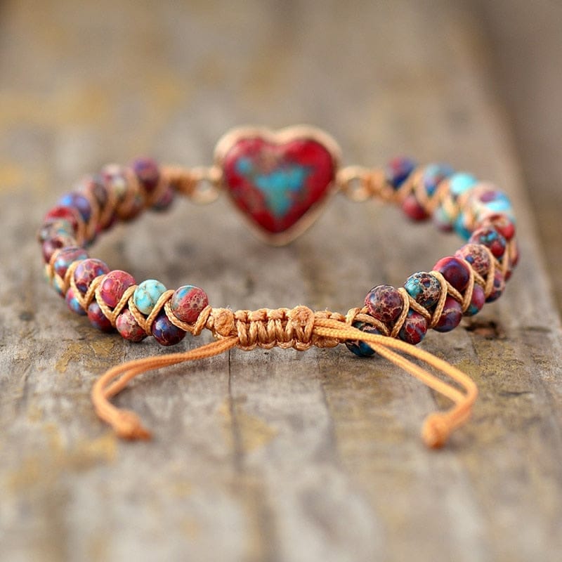 Natural Stone Heart Charm Bracelets String Braided Bracelets BENNYS 