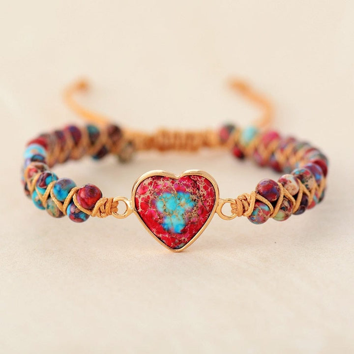 Natural Stone Heart Charm Bracelets String Braided Bracelets BENNYS 