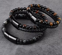 Natural Stone Leather Black Bracelet BENNYS 