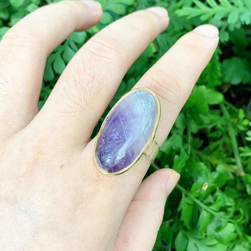 Natural Stone Rings Turquoises Amethysts Jades Gem Inlaid Adjustable Rings BENNYS 