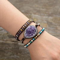 Natural Stones Crystal  Quartz Charm Friendship Bracelet Boho Bracelet BENNYS 