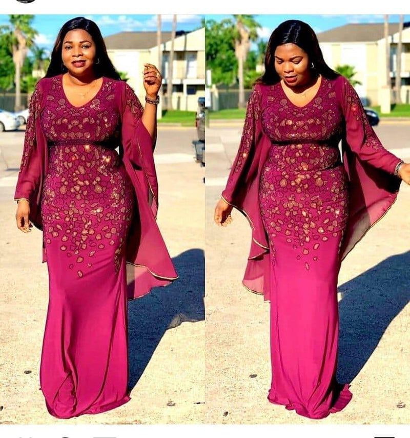 New African Dresses for Women Embroidery Sequins  Plus Size Dress BENNYS 