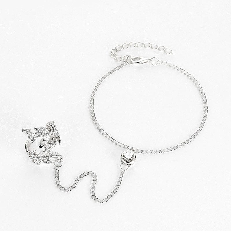 New Fashion Chain Ring Full Rhinestone Vintage Flower Rings For Women BENNYS 