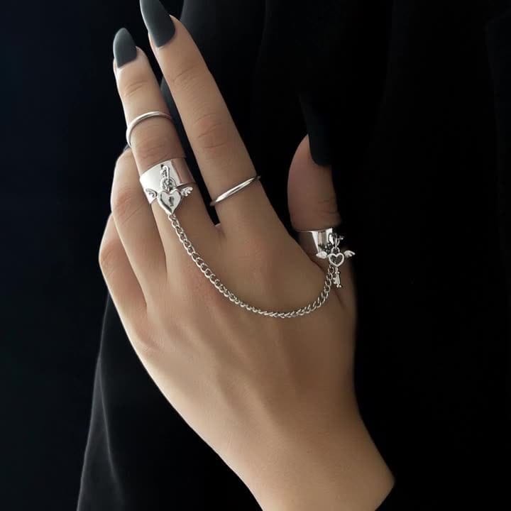 New Fashion Chain Ring Full Rhinestone Vintage Flower Rings For Women BENNYS 
