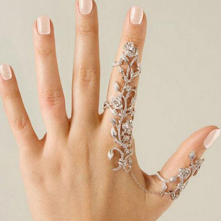 New Fashion Chain Ring Full Rhinestone Vintage Flower Rings For Women BENNYS 