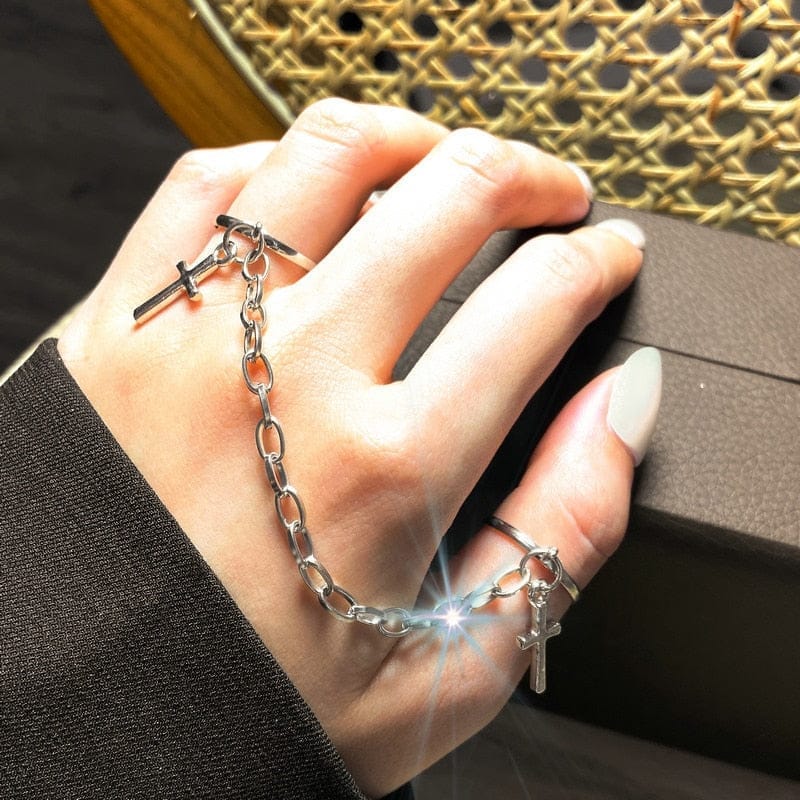 New Fashion Chain Ring Full Rhinestone Vintage Flower Rings For Women BENNYS 