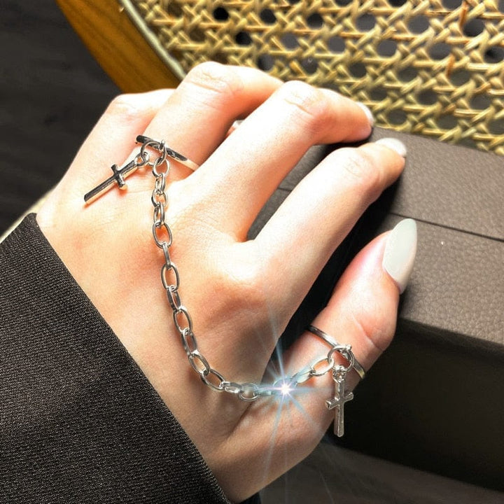 New Fashion Chain Ring Full Rhinestone Vintage Flower Rings For Women BENNYS 