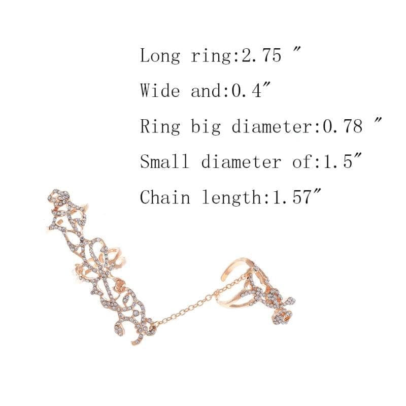 New Fashion Chain Ring Full Rhinestone Vintage Flower Rings For Women BENNYS 