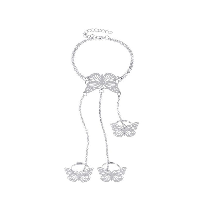 New Fashion Chain Ring Full Rhinestone Vintage Flower Rings For Women BENNYS 