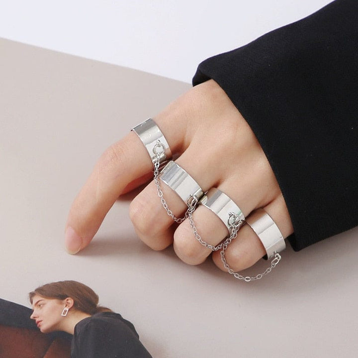New Fashion Chain Ring Full Rhinestone Vintage Flower Rings For Women BENNYS 