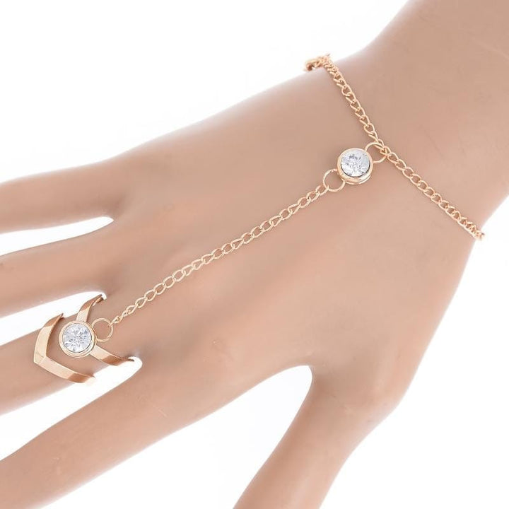 New Fashion Chain Ring Full Rhinestone Vintage Flower Rings For Women BENNYS 