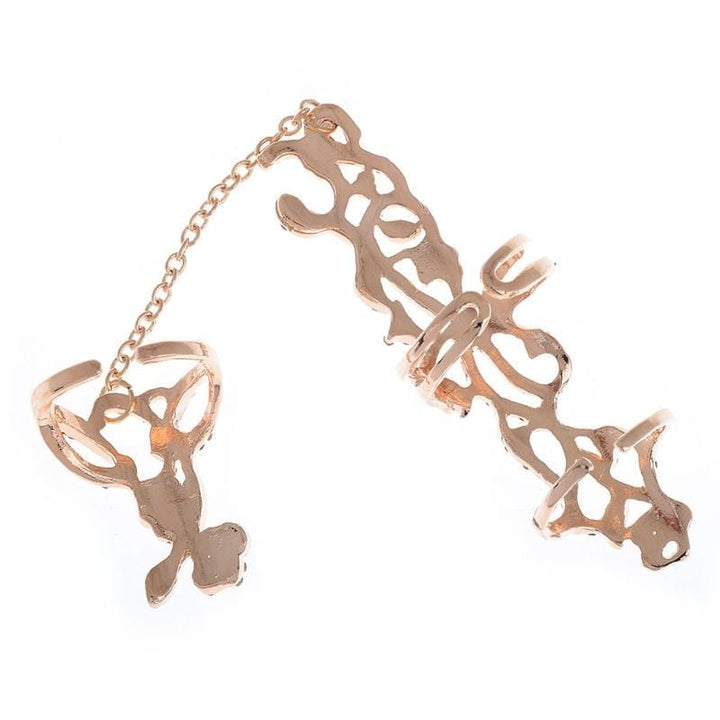New Fashion Chain Ring Full Rhinestone Vintage Flower Rings For Women BENNYS 