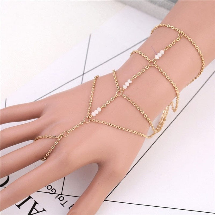 New Fashion Chain Ring Full Rhinestone Vintage Flower Rings For Women BENNYS 