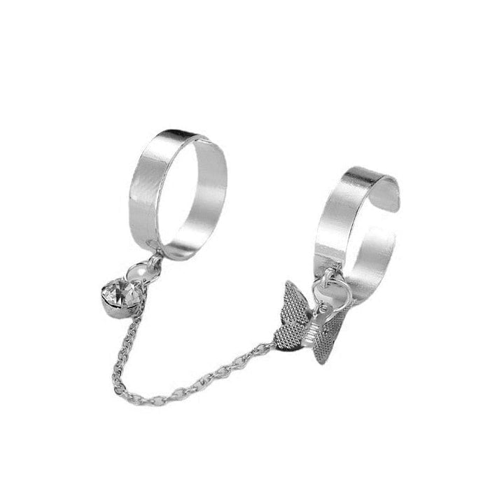 New Fashion Chain Ring Full Rhinestone Vintage Flower Rings For Women BENNYS 