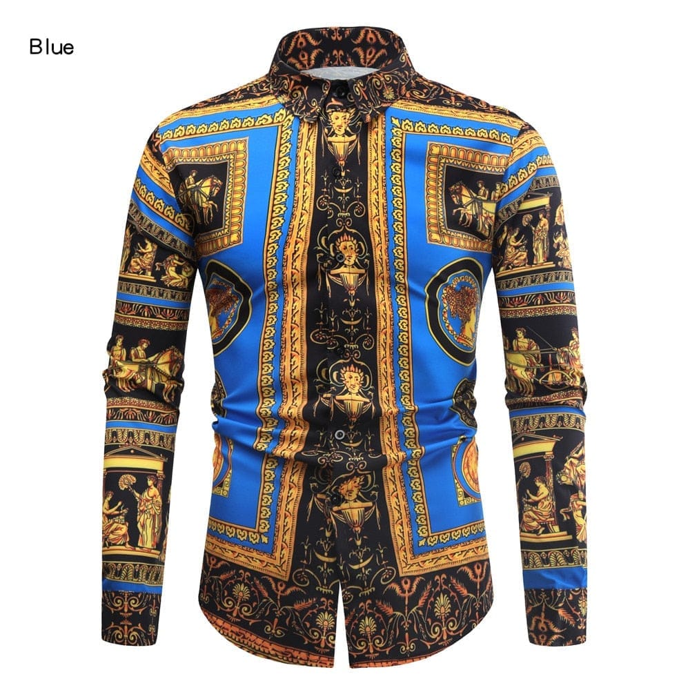 New Fashion Men's Baroque Floral Royal Shirts Luxury Brand Print Shirts BENNYS 