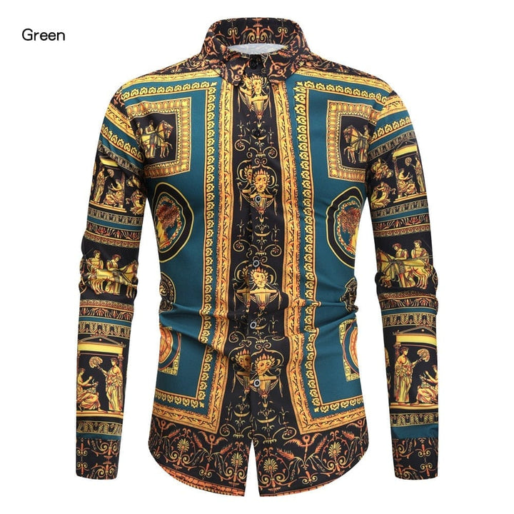 New Fashion Men's Baroque Floral Royal Shirts Luxury Brand Print Shirts BENNYS 