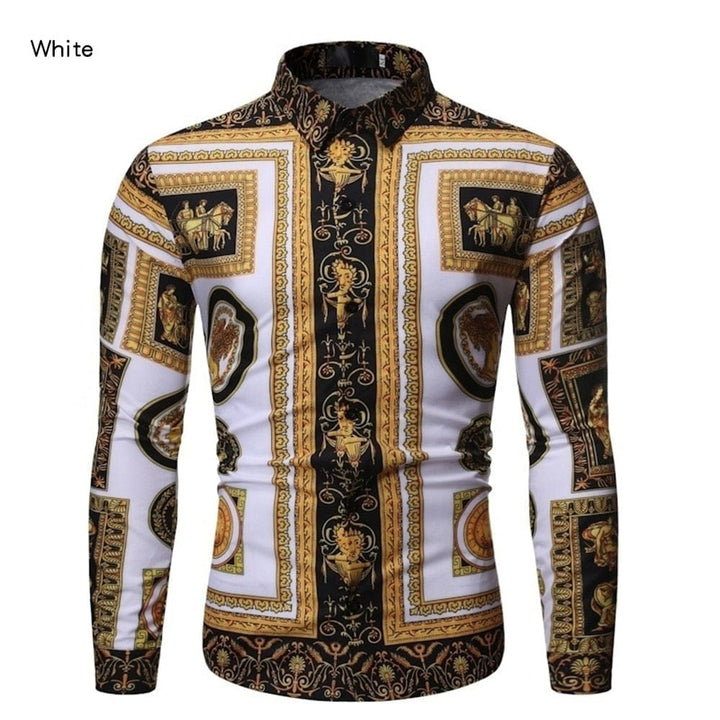 New Fashion Men's Baroque Floral Royal Shirts Luxury Brand Print Shirts BENNYS 