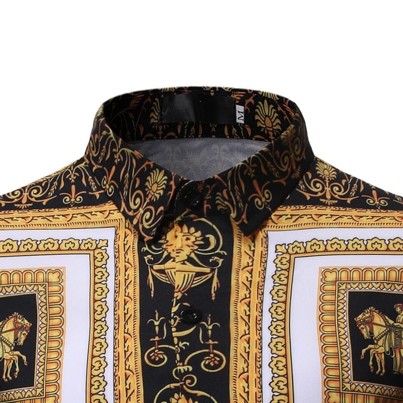 New Fashion Men's Baroque Floral Royal Shirts Luxury Brand Print Shirts BENNYS 