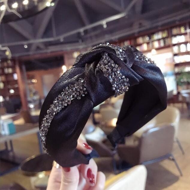 New Fashion Rhinestone Hairband Women Solid Wide Side Headband BENNYS 