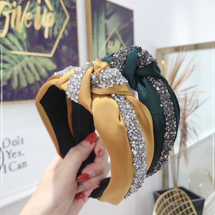 New Fashion Rhinestone Hairband Women Solid Wide Side Headband BENNYS 