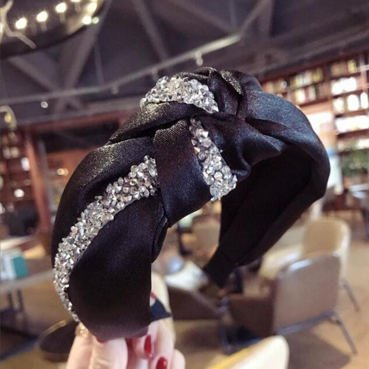 New Fashion Rhinestone Hairband Women Solid Wide Side Headband BENNYS 