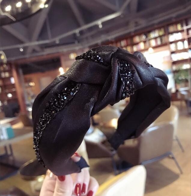 New Fashion Rhinestone Hairband Women Solid Wide Side Headband BENNYS 