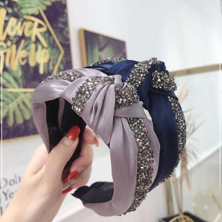 New Fashion Rhinestone Hairband Women Solid Wide Side Headband BENNYS 