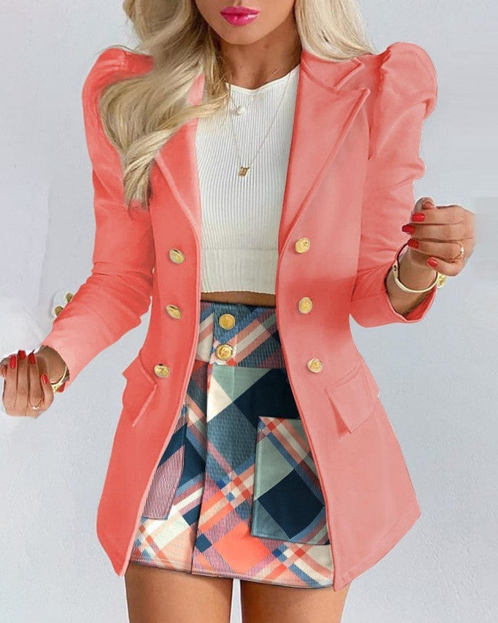 New Fashion Women Clothes Full Sleeve Blazer And Mini Skirt BENNYS 